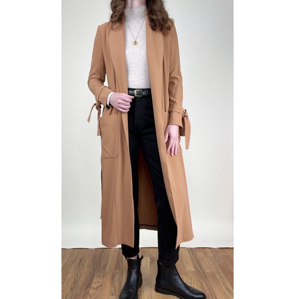 Anthropologie Amanda Uprichard Long Duster Trench Peacoat Old Money Quiet Luxury